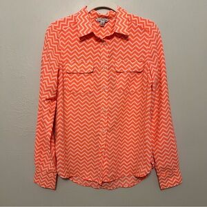 American Eagle Outfitters Orange Chevron Button Down Shirt‎ XS